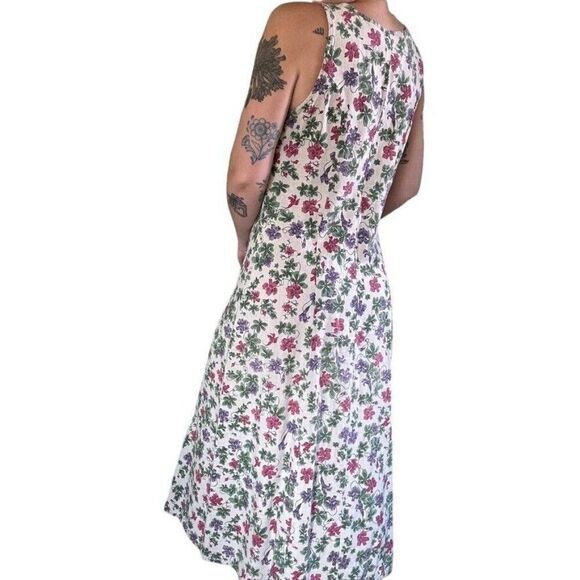 Vintage Woolrich Womens Linen Blend Floral Lagenlook Maxi Hippie Dress Sz M - Picture 7 of 8